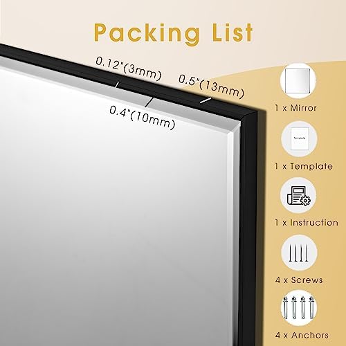 20x40 Inch Black Beveled Mirror for Bathroom 1