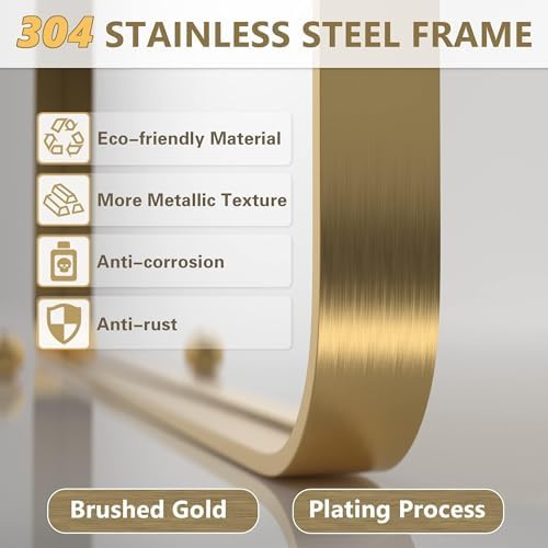 PAIHOME 30x40 Inch Brushed Gold Wall Mirror