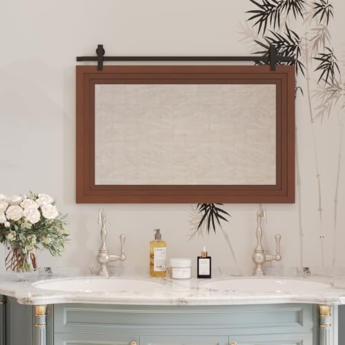 ALBAD Farmhouse Wall Mirror with Solid Wood Frame