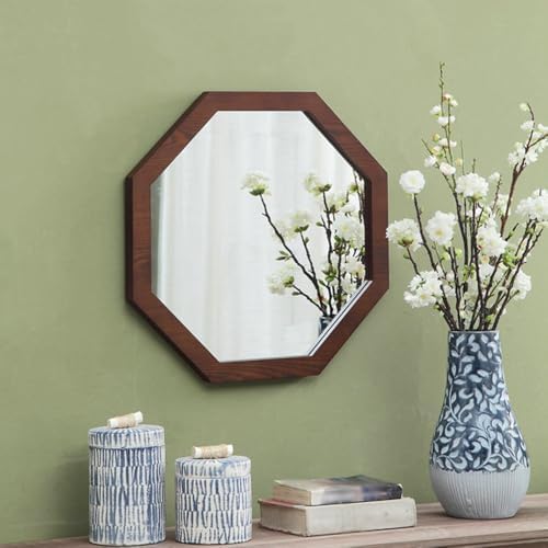 Wooden Framed Makeup Mirror - Round 492cm Wall Decor