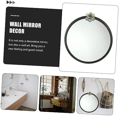 Unomor Nordic Wall Mounted Iron Mirror with Floral Design