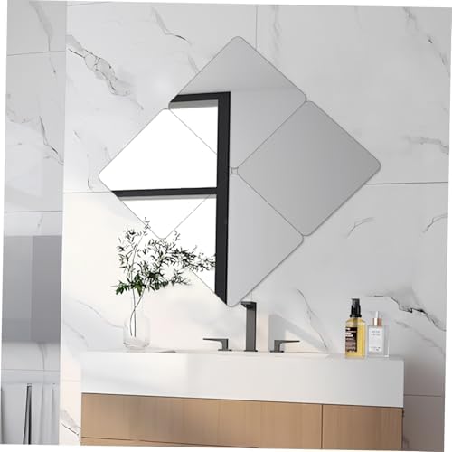 Mobestech 4 Pack Self-Adhesive Vanity Mirror Tiles Black 20x20cm