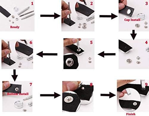 24 Sets Heavy Duty Leather Snaps Kit with 4 Tools