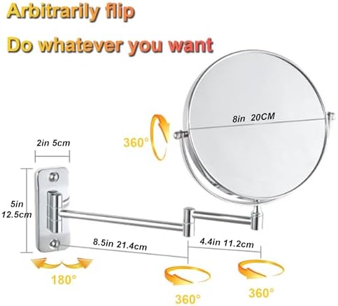Owosald Wall Mounted Makeup Mirror with 1X10X Magnification