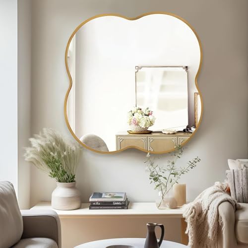 NOIRDA Four Leaf Clover Wall Mirror 40CM Black