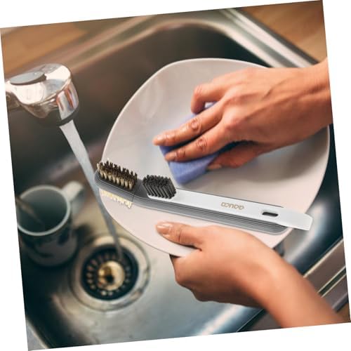GRIRIW Stove Cleaning Brush with Rotatable Metal Scraper