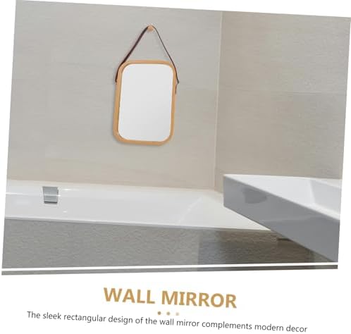 MERRYHAPY Wall-Mounted Bamboo Vanity Mirror 38x26cm