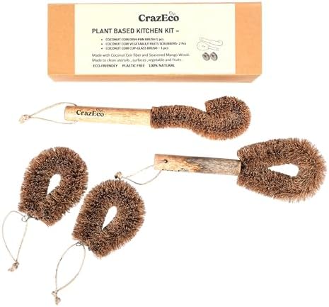CrazEco Coir Cleaning Brush Set of 4