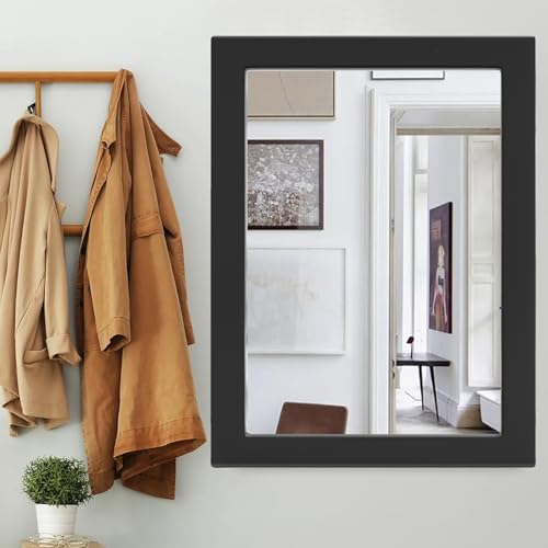 40x30 Black Wood Rustic Wall Mirror