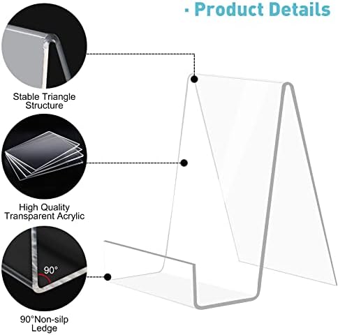Trophable 4 Pack Clear Acrylic Book Stand for Books Magazines Tablets