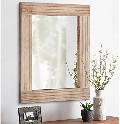 Retro Wooden Wall Mirror 20x16 Inches