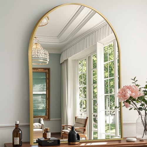 JENBELY 16x24 Arched Gold Mirror