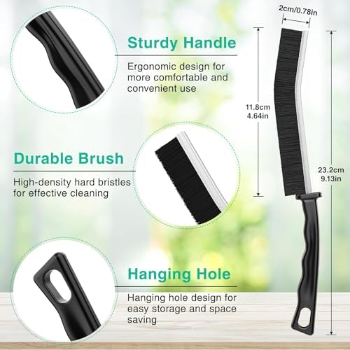 Hard Bristle Crevice Cleaning Brush 2 Pack Black