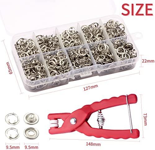 BIOUU 100 Sets Metal Snaps Buttons with Pliers Tool Kit
