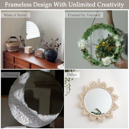 20 Inch Round Wall Mirror with HD Glass and Adhesive Tape