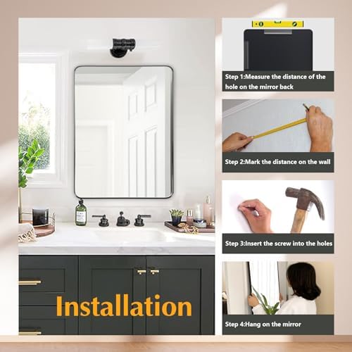 NEWBULIG 22x30 Bathroom Mirror with Black Frame