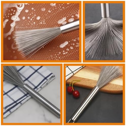 Kichvoe Pan Scrubber with Long Handle for Pots and Cast Iron