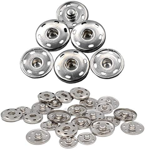 50 Sets Metal Snaps Fasteners for Sewing Silver