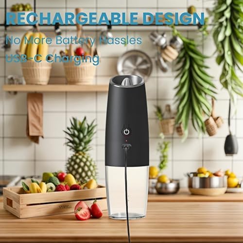 SANOVIO Electric Salt Pepper Grinder Set 2 Pack Gravity Activated