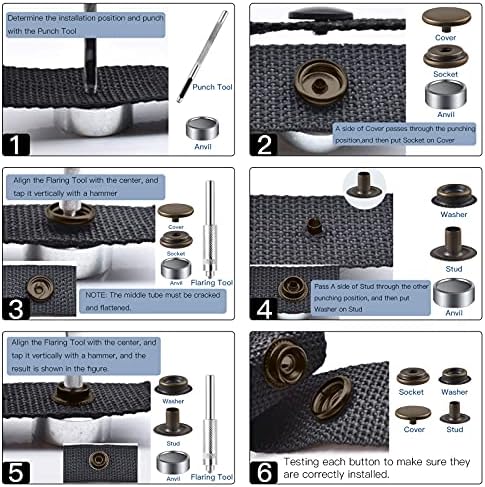 200 Pieces Leather Snap Fastener Kit with Tools