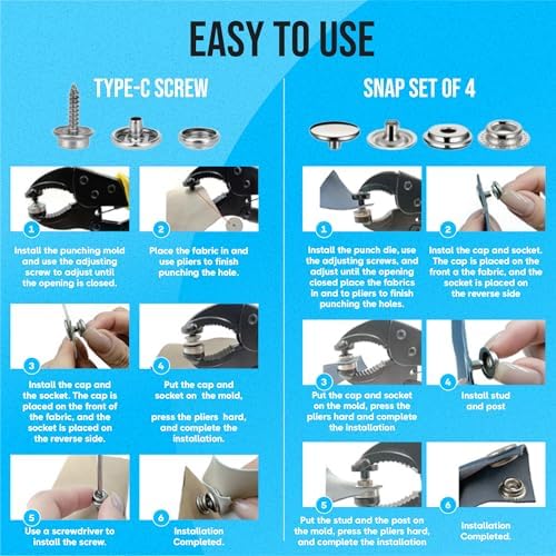 HAKKEN Heavy Duty Snap Fastener Tool with 3 Magnetic Dies