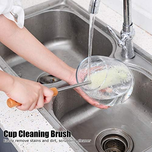 2Pcs Wooden Handle Bottle Brush for Cleaning Cups Glasses Sinks