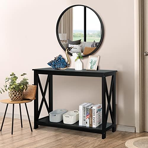 SUPER DEAL 18 Inch Black Round Mirror Wall Decor