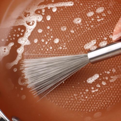 Kichvoe Pan Scrubber with Long Handle for Pots and Cast Iron