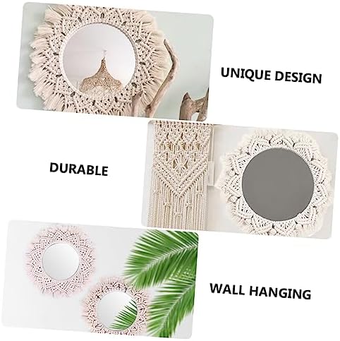 Alipis Beige Woven Wall Mirror for Bedroom and Bathroom