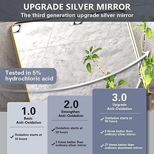 PAIHOME 30x40 Inch Brushed Gold Wall Mirror