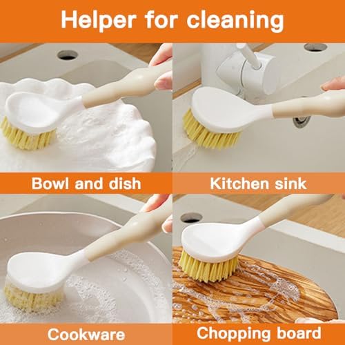 2 Pack Wok Brush and Cast Iron Brush for Kitchen Cleaning Khaki