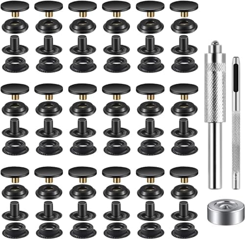 Moocci 72 Pieces Snap Fastener Kit 15MM for Leather and Fabric