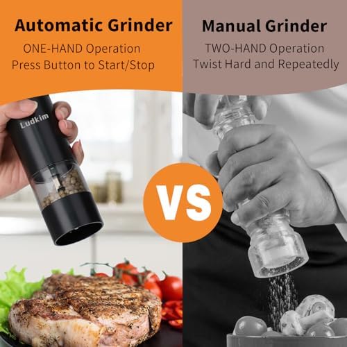 Ludkim Electric Salt and Pepper Mill Set with Storage Base