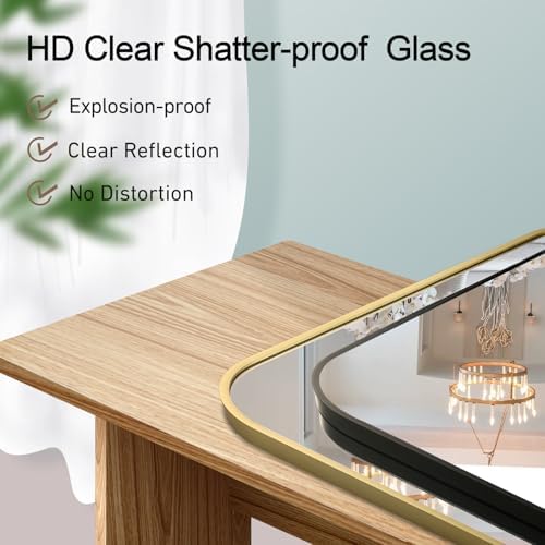 FARMER Gold 20x28 Inch Bathroom Mirror with Rounded Corners