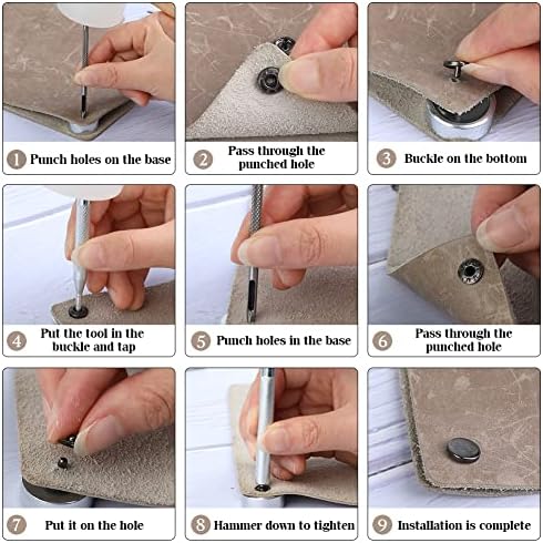 TLKKUE 50 Pairs 10mm Black Metal Snaps Kit with Tools