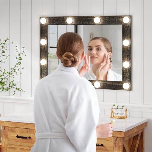 HWB 31x23 Inch Farmhouse Mirror with LED Lights