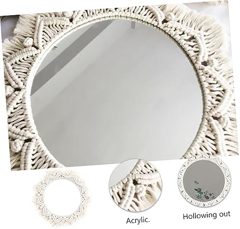 Alipis Beige Woven Wall Mirror for Bedroom and Bathroom