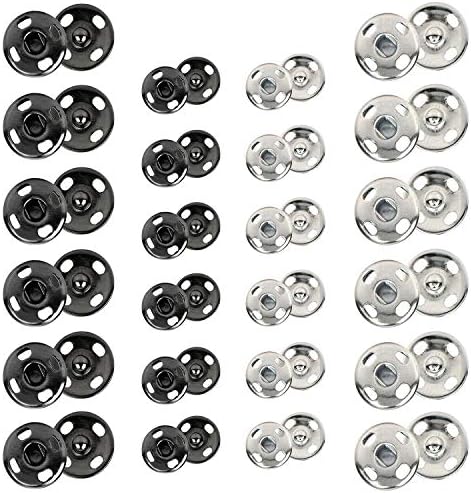 Kenkio 120 Snaps Metal Fasteners 8mm 10mm Black Silver