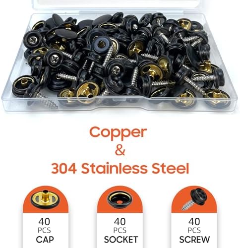 120 Pcs Snap Button Kit 15mm Stainless Steel Marine Grade Boat Canvas Fasteners