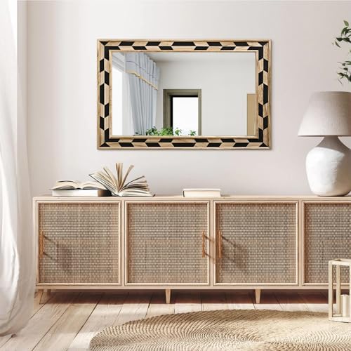 JJUUYOU Rustic Zebra Print Wall Mirror 28x20