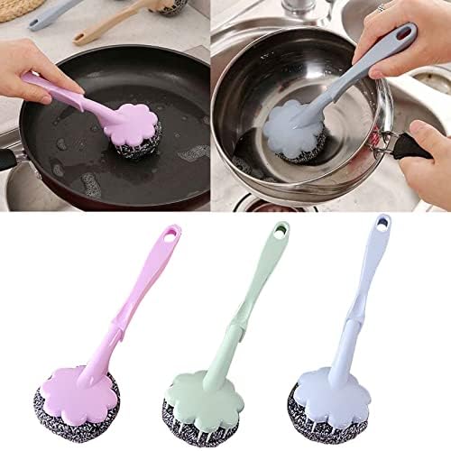 Long Handle Steel Wire Ball Brush for Kitchen Cleaning 1
