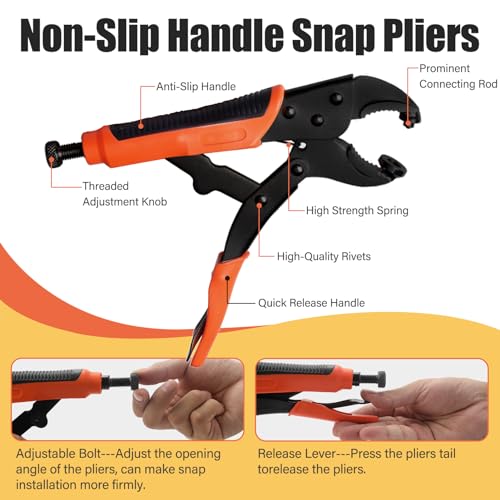 60-Set Snap Fastener Tool Kit with Heavy Duty Pliers