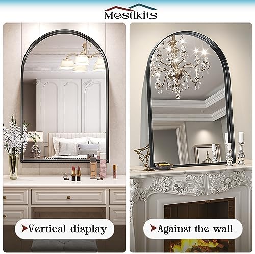 28x40 Inch Black Arched Mirror for Bathroom