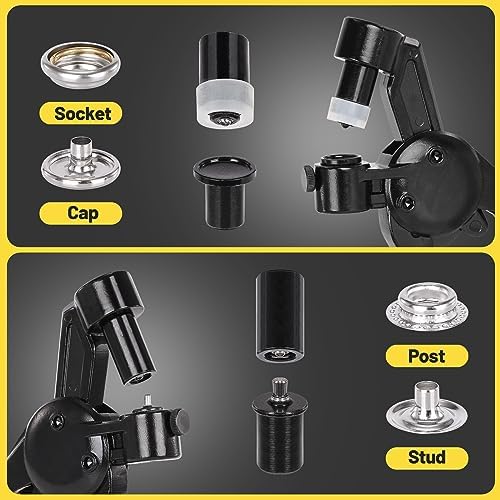 LAKIX Heavy Duty Snap Fastener Tool with 30 Sets Yellow Snap Kit