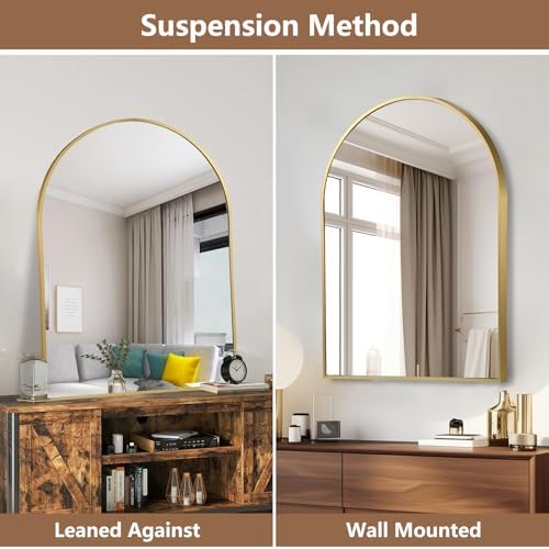 JENBELY 16x24 Arched Gold Mirror