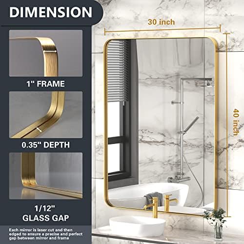 PAIHOME 30x40 Inch Brushed Gold Wall Mirror