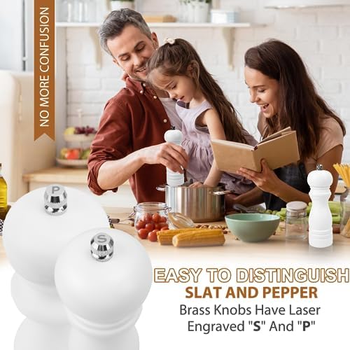 BOCHION Salt and Pepper Grinder Set of 2 Adjustable Ceramic Grinders