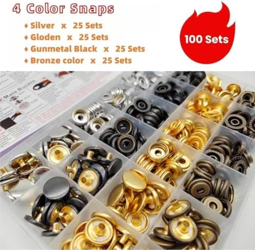 SUNOR 100 Sets Heavy Duty Snap Buttons Kit