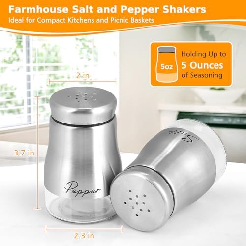 Accmor 5oz Salt Pepper Shakers Set with Glass Bottom