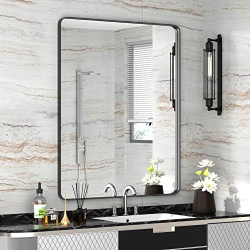 PAIHOME 30x40-Inch Matte Black Wall Mirror